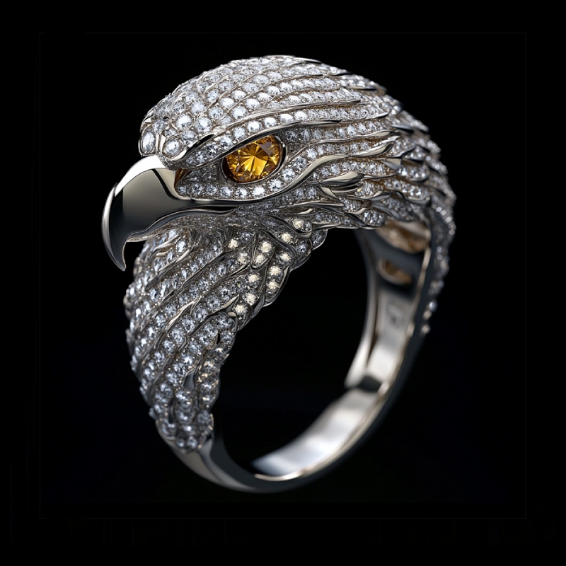 Micro Paved Eagle Head Ring Bold Statement Style With Street Luxury - Image 3