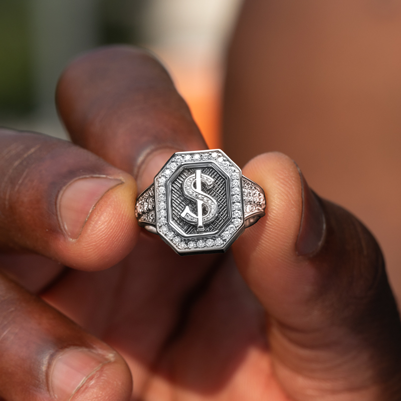 Men's Dollar Sign Ring Moissanite With Street Luxury Shine - Image 5