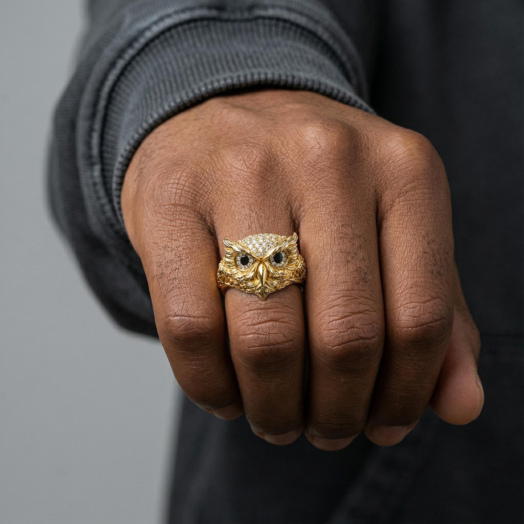 Iced Out Owl Ring Moissanite Premium Look Without Heavy Price - Image 3