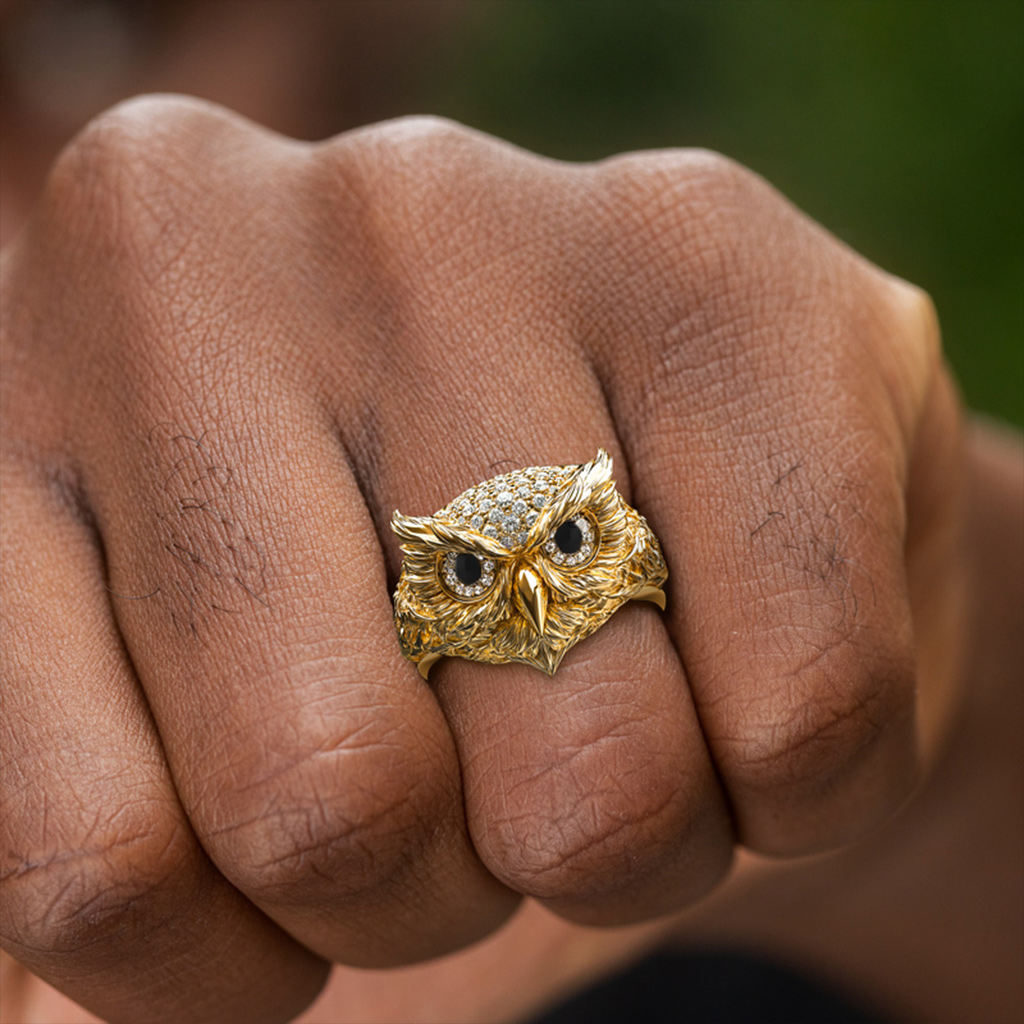 Iced Out Owl Ring Moissanite Premium Look Without Heavy Price - Image 5