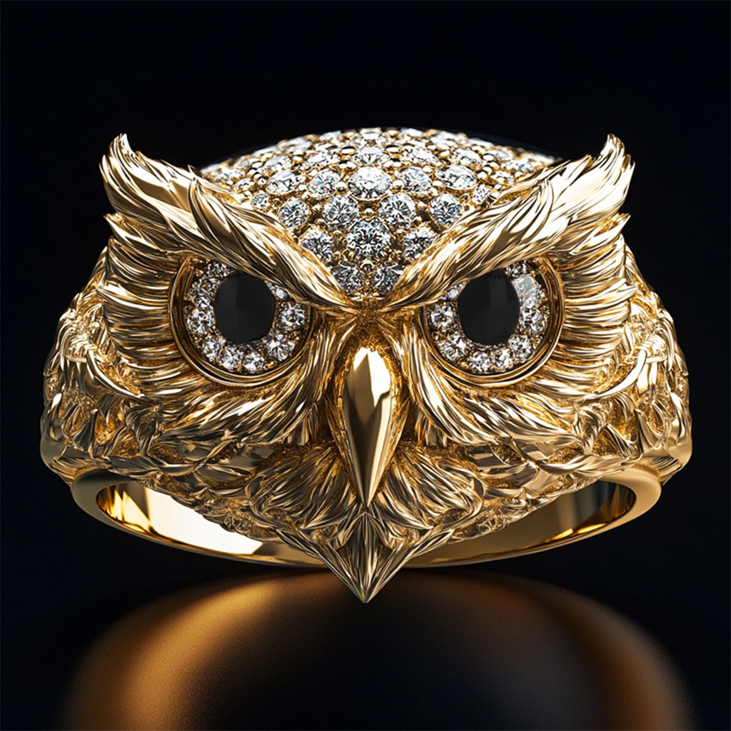 Iced Out Owl Ring Moissanite Premium Look Without Heavy Price