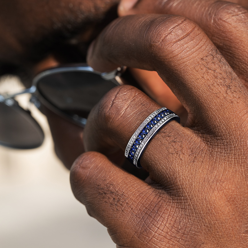 Diamond Men's Eternity Wedding Band Moissanite With Street Luxury Shine - Image 4