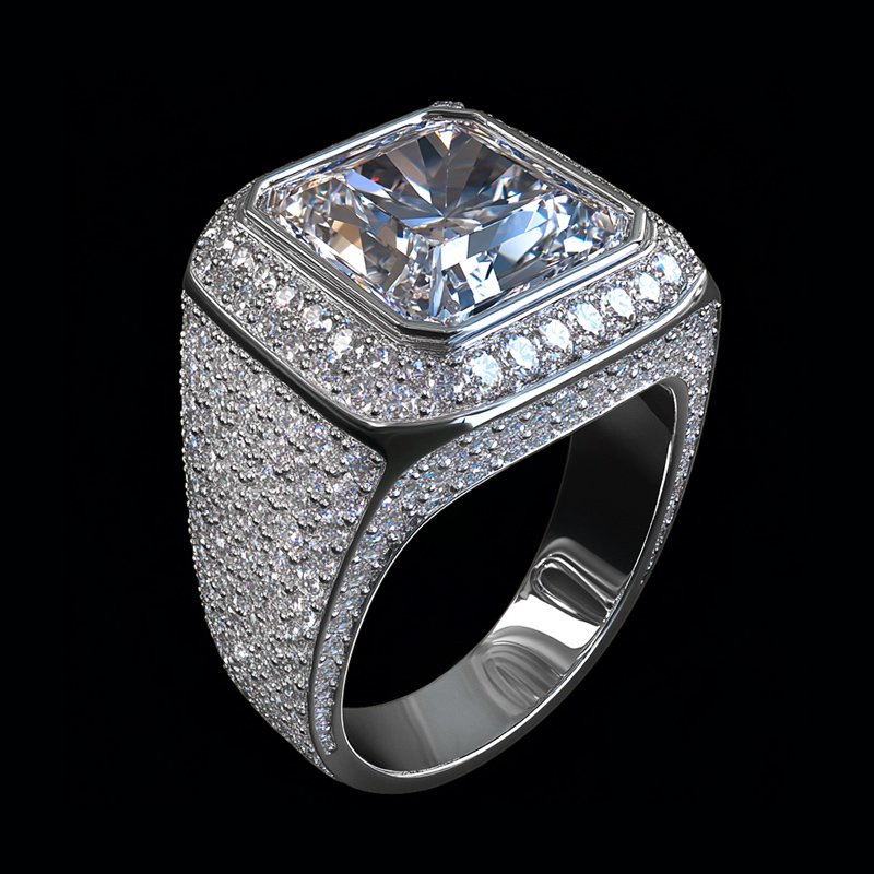 Men's Asscher Cut Micro Paved Ring Moissanite With Street Luxury Shine - Image 3