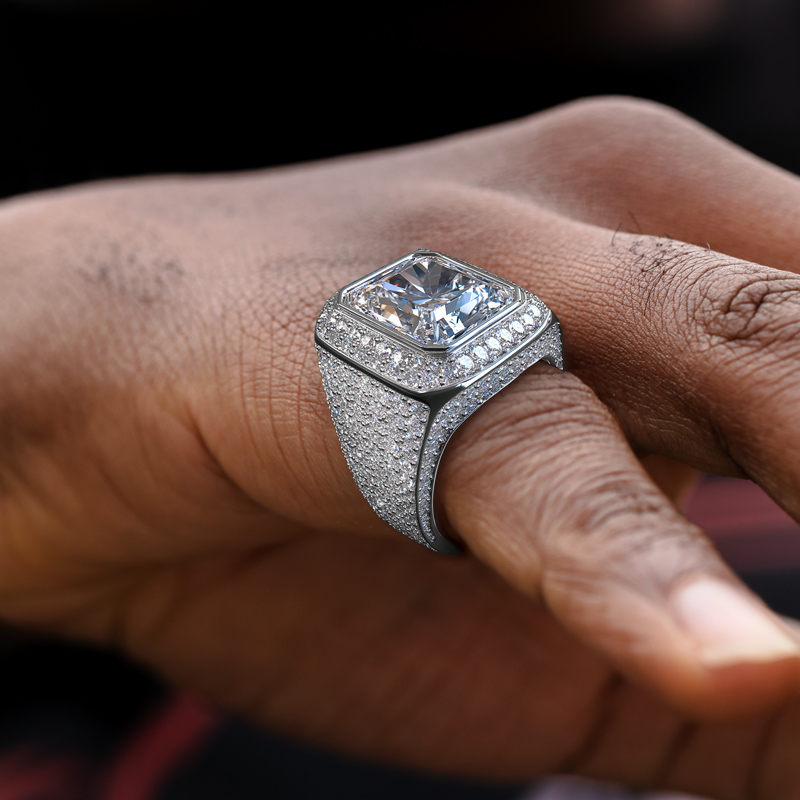 Men's Asscher Cut Micro Paved Ring Moissanite With Street Luxury Shine - Image 4