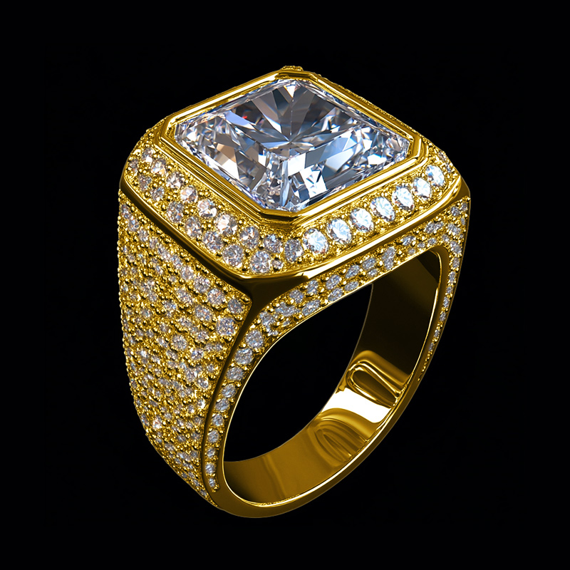 Men's Asscher Cut Micro Paved Ring Moissanite With Street Luxury Shine