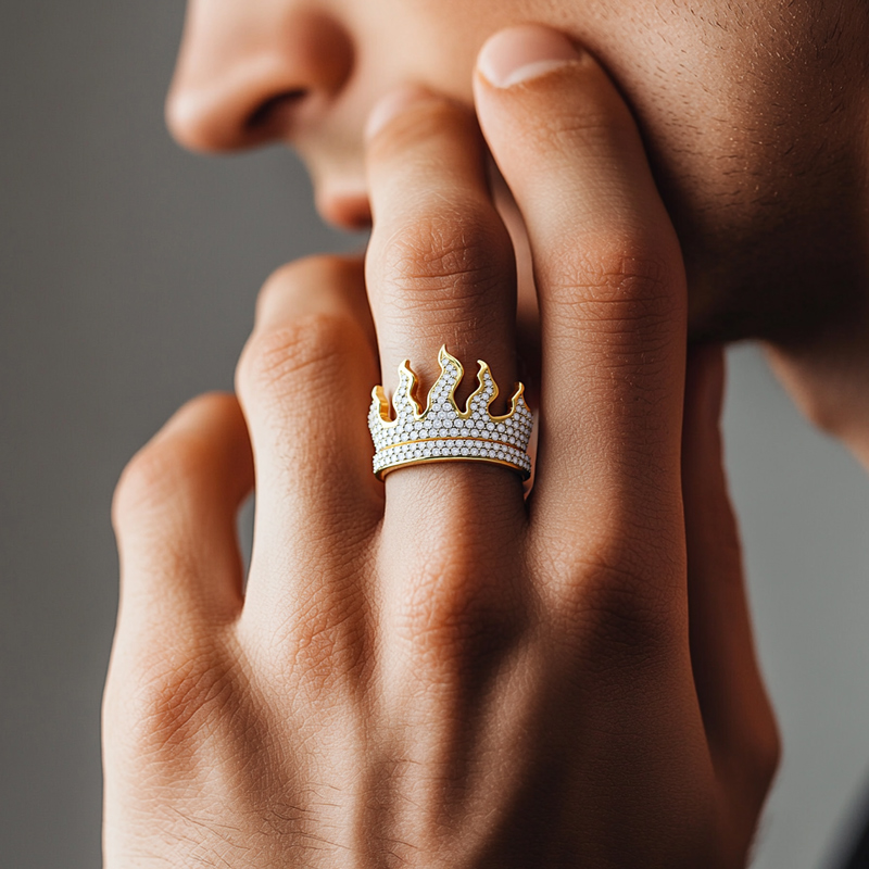 Full Iced Out Flame Ring Moissanite With Street Luxury Shine - Image 3