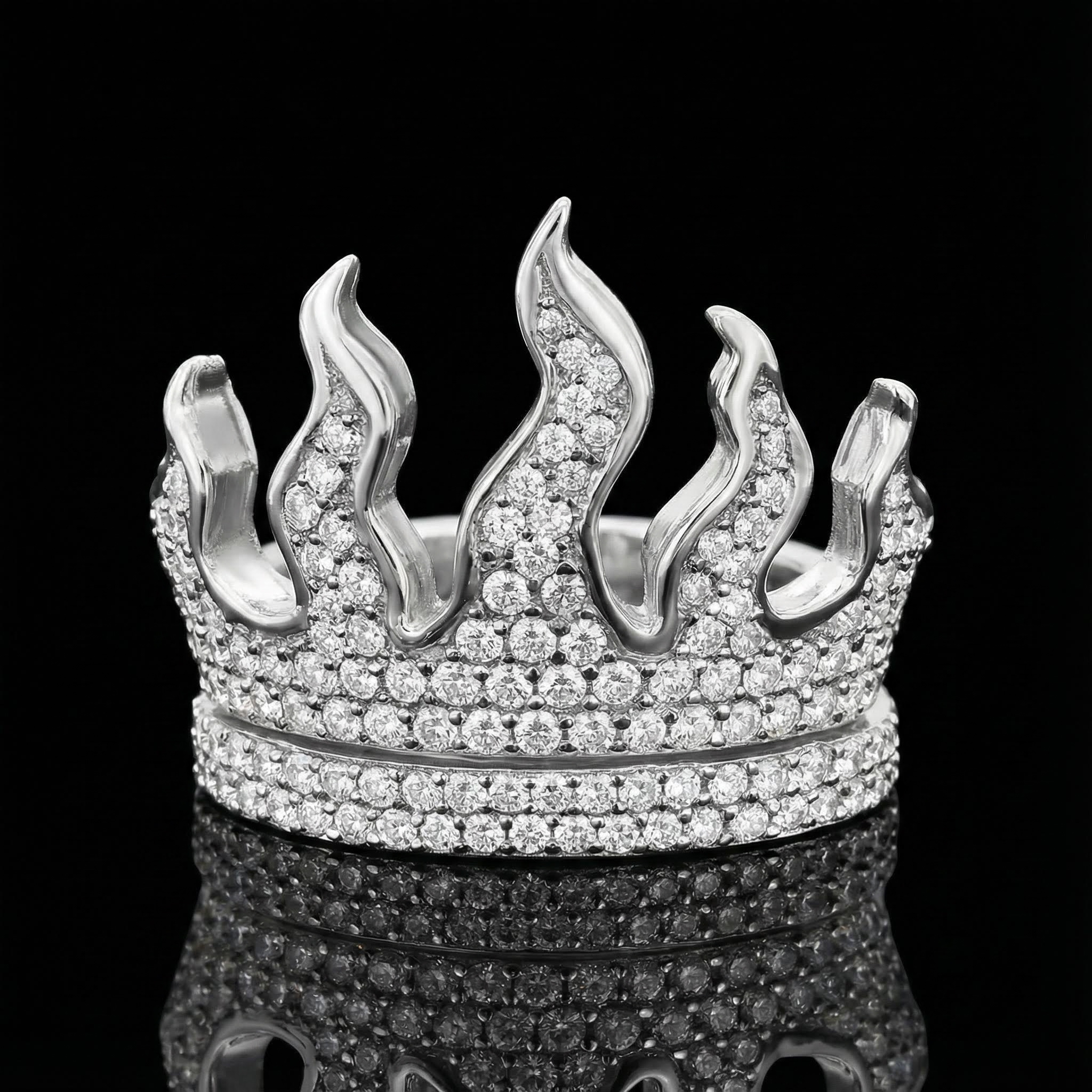 Full Iced Out Flame Ring Moissanite With Street Luxury Shine - Image 4