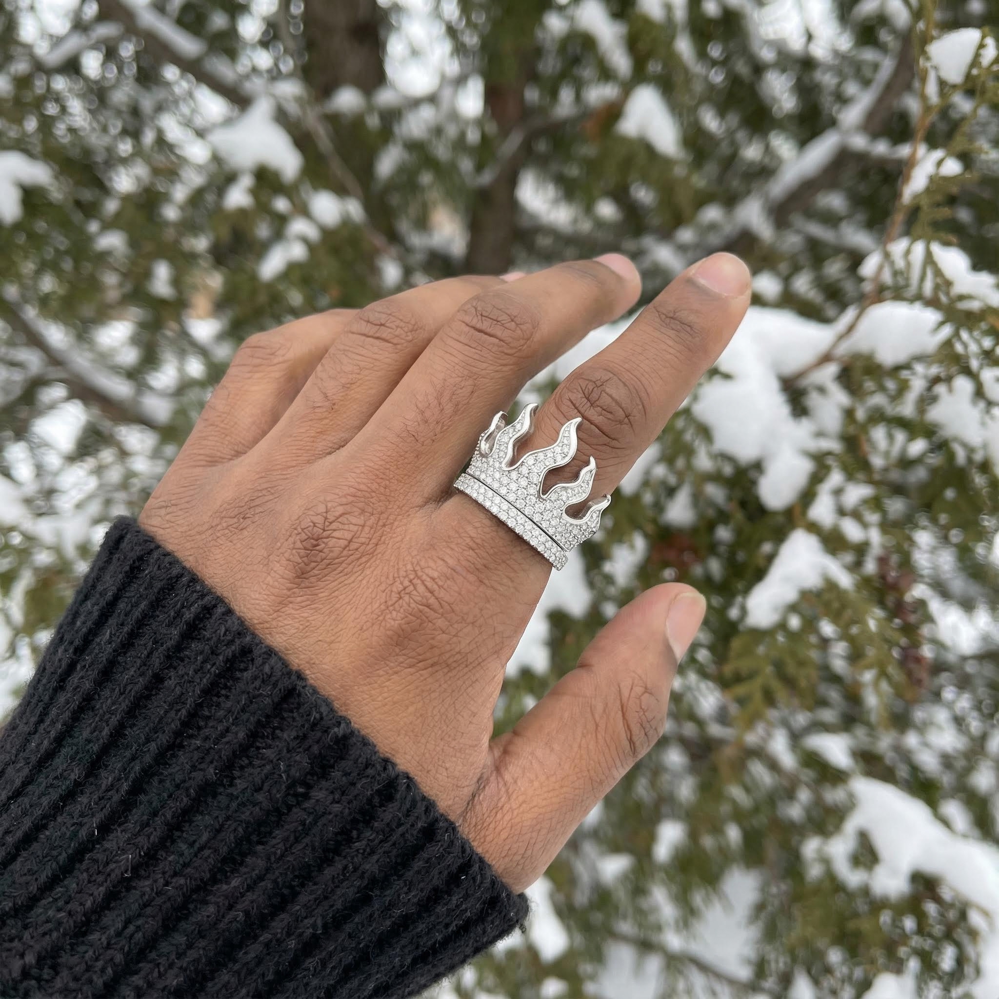 Full Iced Out Flame Ring Moissanite With Street Luxury Shine - Image 6