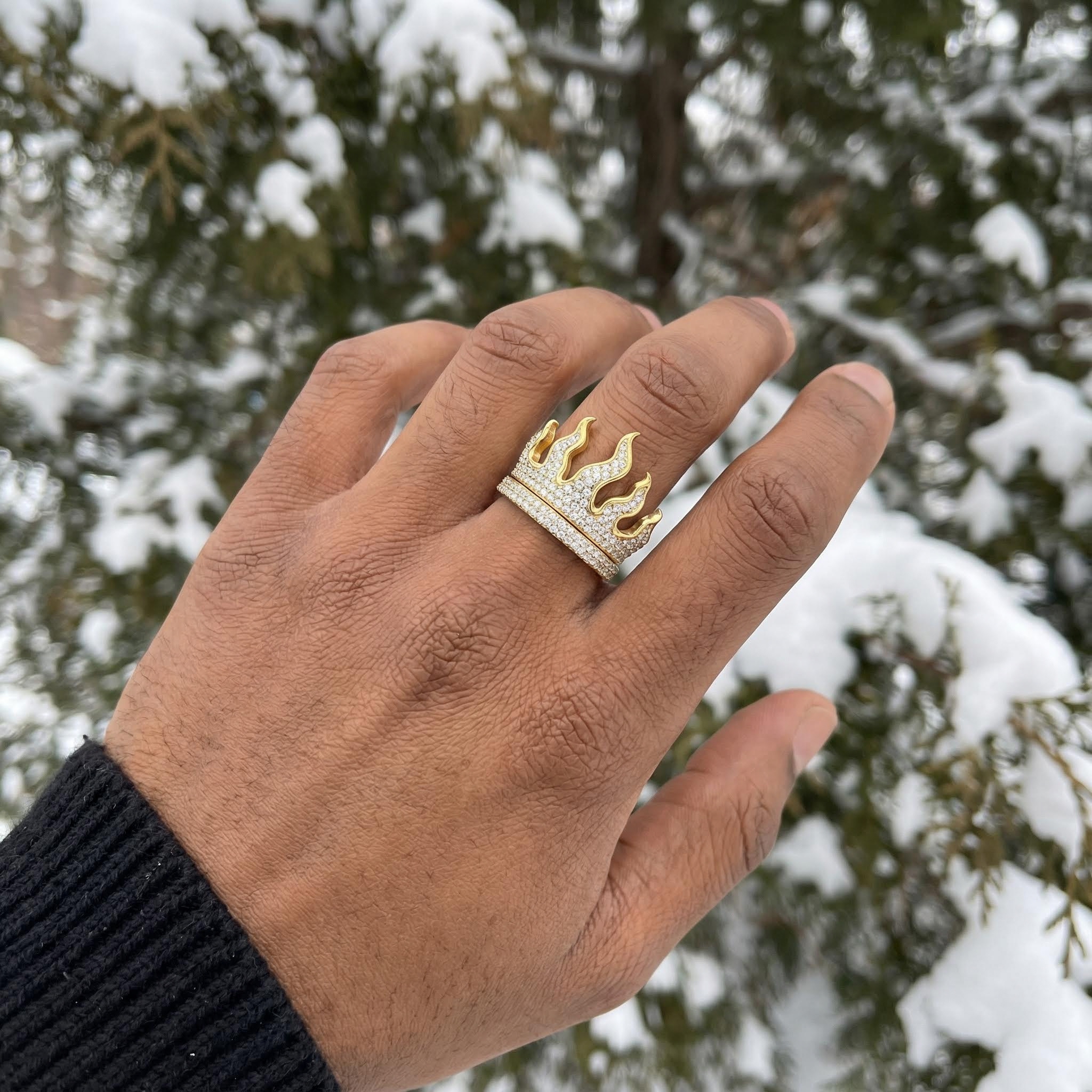 Full Iced Out Flame Ring Moissanite With Street Luxury Shine - Image 7