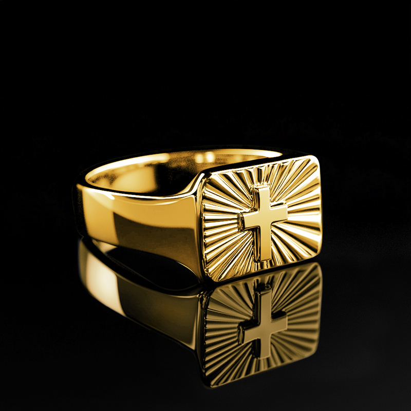 Men's Rectangular Cross Ring Bold Statement Style With Street Luxury - Image 4