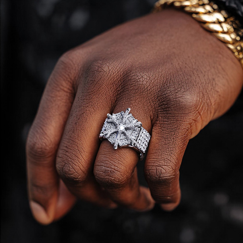 Iced Out Out Snowflake Ring Moissanite With Street Luxury Shine - Image 3