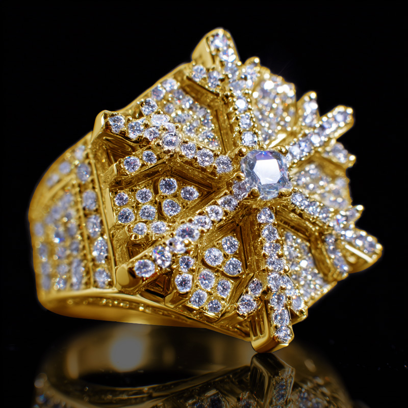Iced Out Out Snowflake Ring Moissanite With Street Luxury Shine - Image 4
