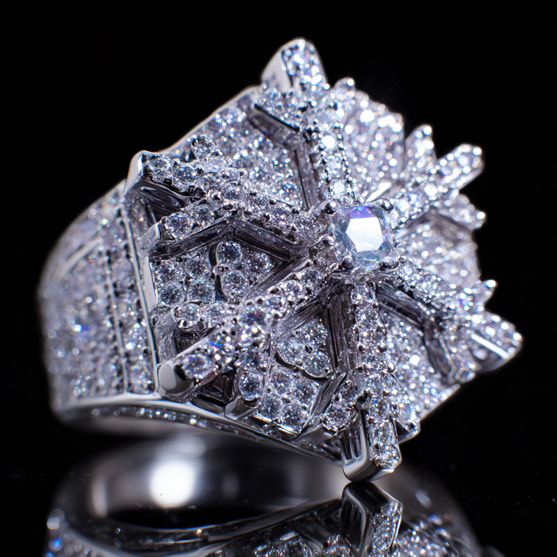 Iced Out Out Snowflake Ring Moissanite With Street Luxury Shine
