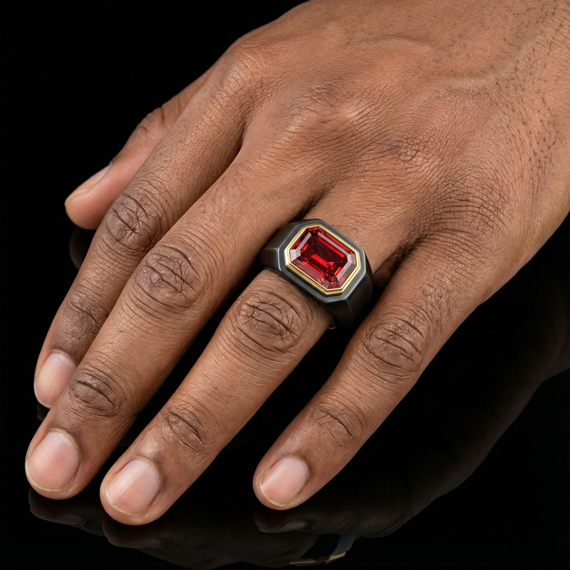 Iced Out Ruby Signet Ring Silver Premium Look Without Heavy Price - Image 3