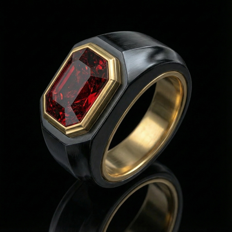 Iced Out Ruby Signet Ring Silver Premium Look Without Heavy Price
