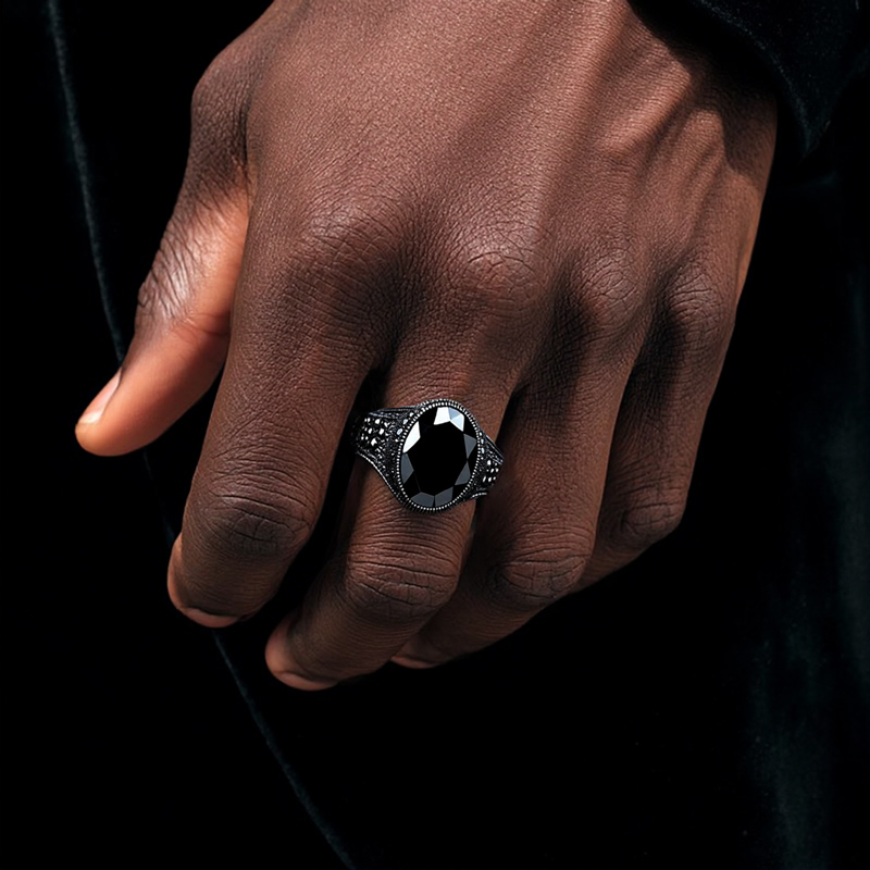 Iced Out Black Onyx Ring In Black Gold Gold Shine With Street Luxury - Image 3