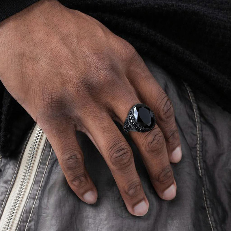 Iced Out Black Onyx Ring In Black Gold Gold Shine With Street Luxury - Image 4