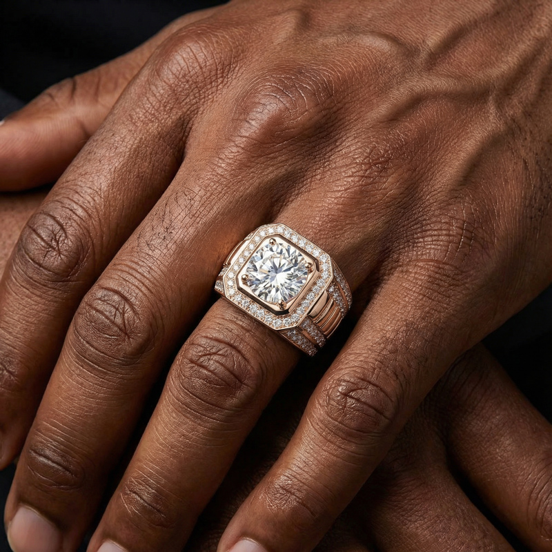 Iced Out Out 5.0 Ct Round Cut Men's Ring Silver With Street Luxury Shine - Image 3