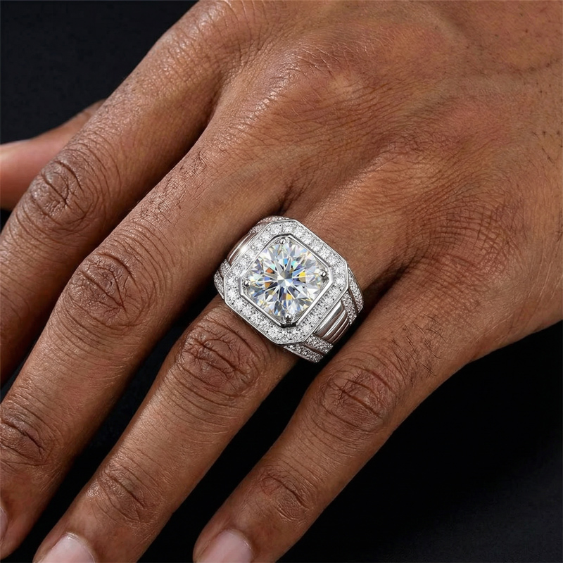 Iced Out Out 5.0 Ct Round Cut Men's Ring Silver With Street Luxury Shine - Image 4