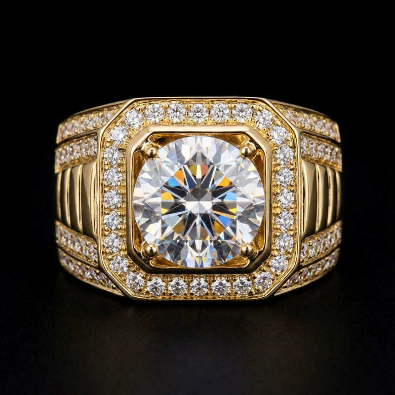 Iced Out Out 5.0 Ct Round Cut Men's Ring Silver With Street Luxury Shine