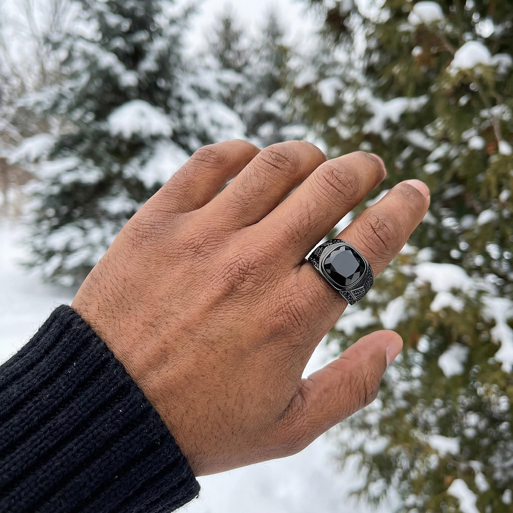 Iced Out Black Onyx Ring In Black Gold Gold Shine With Street Luxury - Image 3