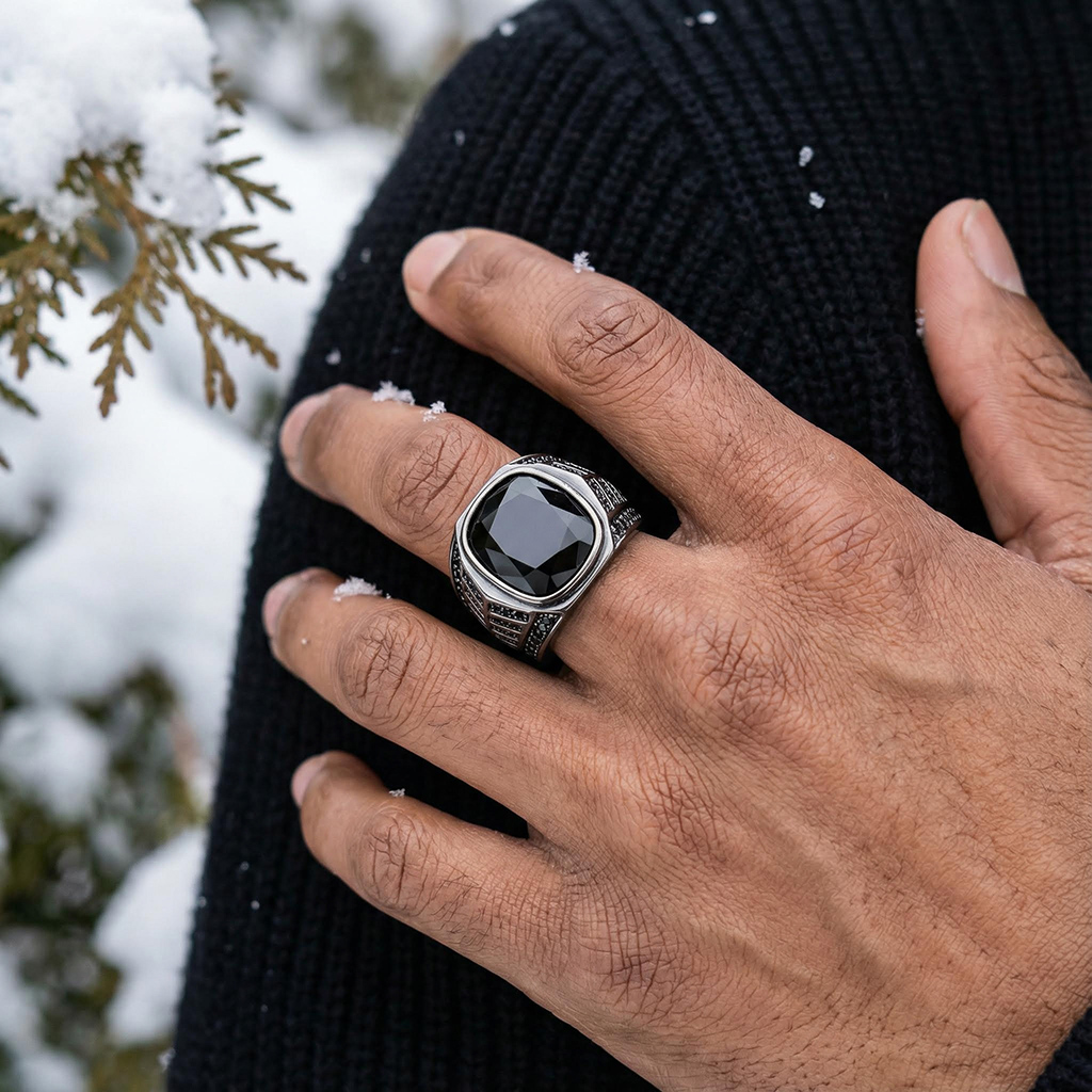 Iced Out Black Onyx Ring In Black Gold Gold Shine With Street Luxury - Image 4