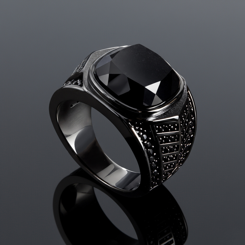 Iced Out Black Onyx Ring In Black Gold Gold Shine With Street Luxury - Image 5