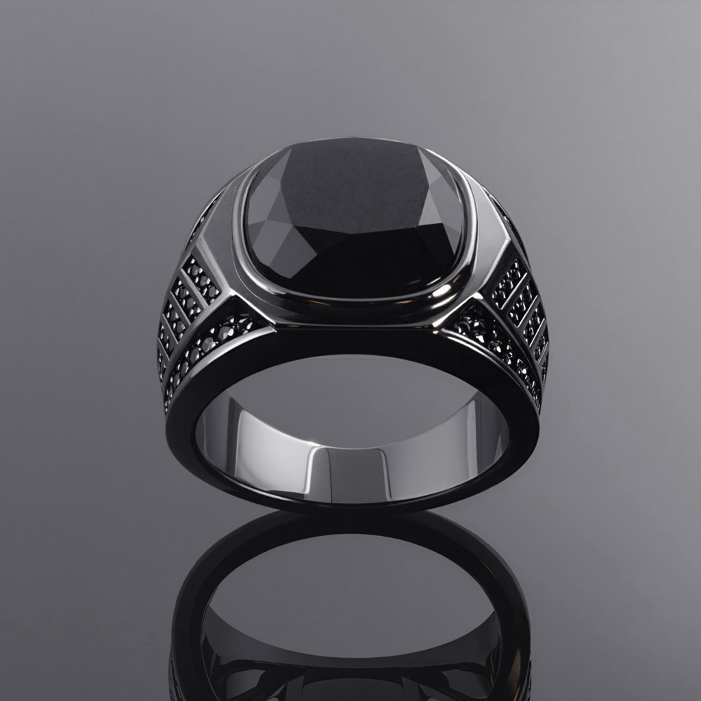 Iced Out Black Onyx Ring In Black Gold Gold Shine With Street Luxury - Image 6