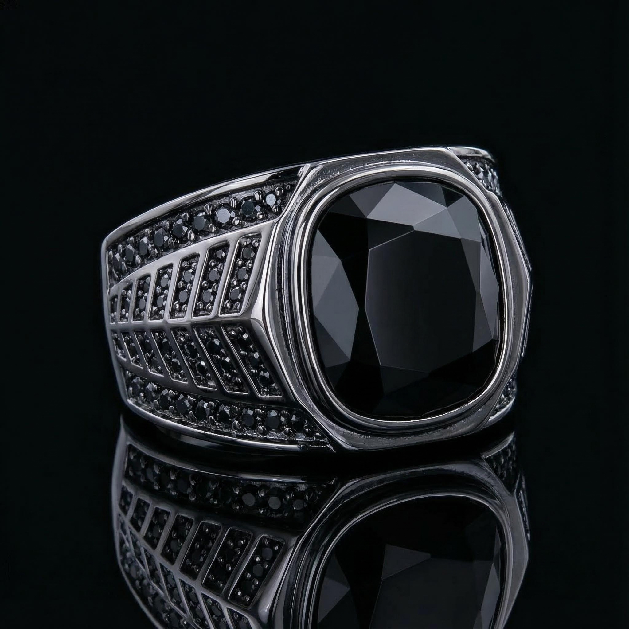 Iced Out Black Onyx Ring In Black Gold Gold Shine With Street Luxury