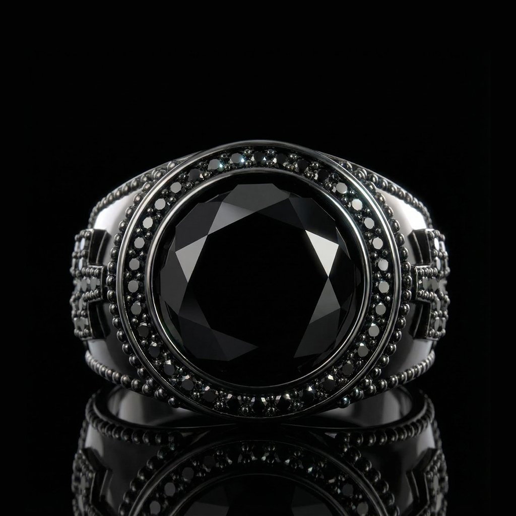 Iced Out Black Onyx Cross Ring In Black Gold With Street Luxury Shine - Image 7