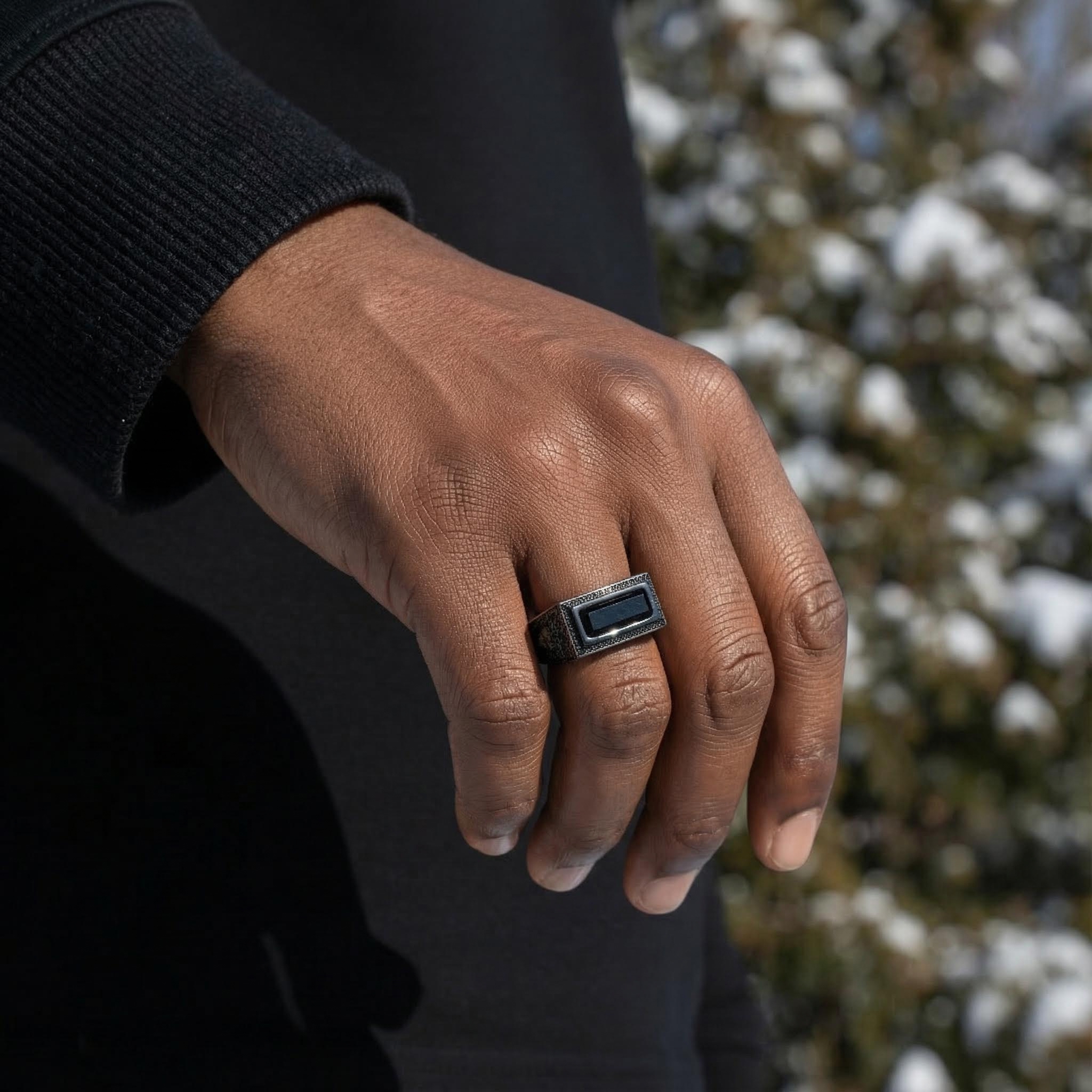 Iced Out Black Onyx Leon Ring In Black Gold With Street Luxury Shine - Image 6