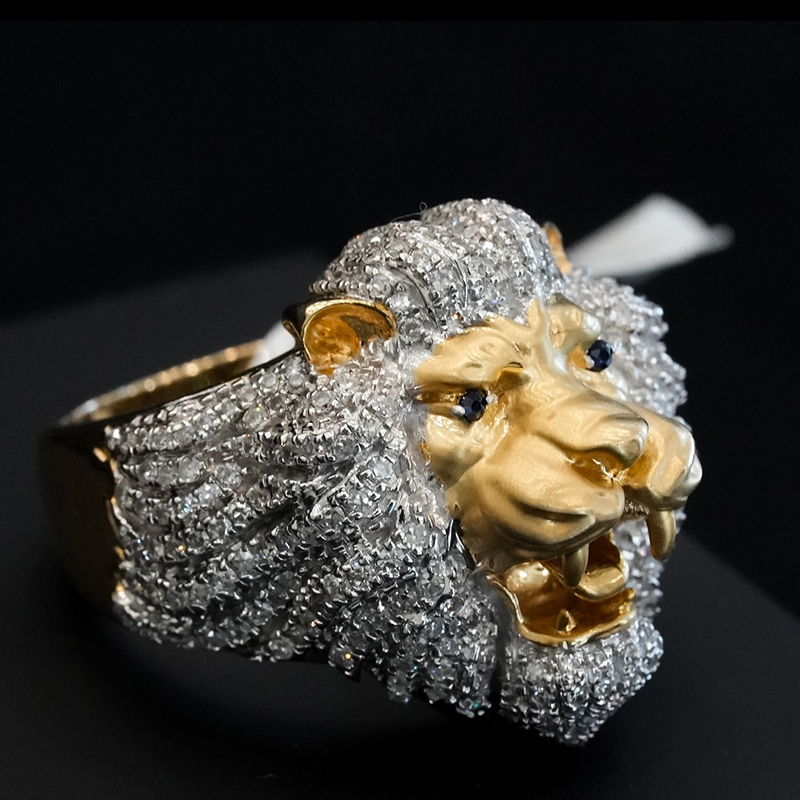 Iced Out Out Roaring Lion Head Ring Moissanite With Street Luxury Shine - Image 3
