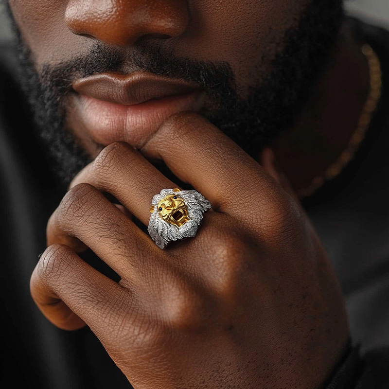 Iced Out Out Roaring Lion Head Ring Moissanite With Street Luxury Shine - Image 7