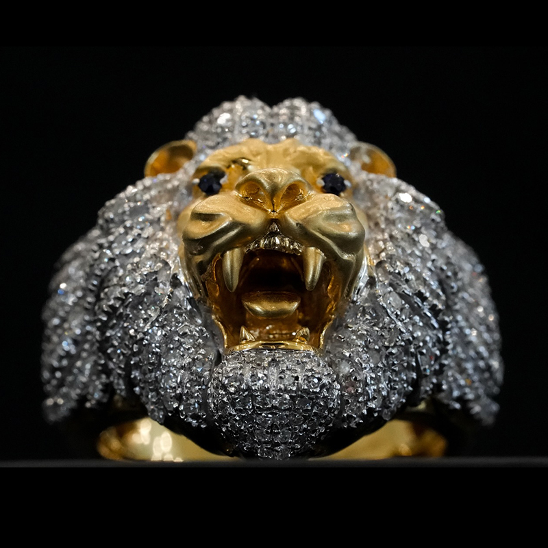 Iced Out Out Roaring Lion Head Ring Moissanite With Street Luxury Shine