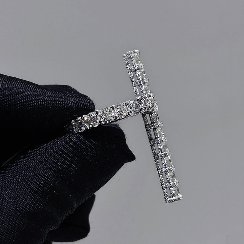 Iced Out Out Round Cut Cross Ring In White Gold Moissanite - Image 6