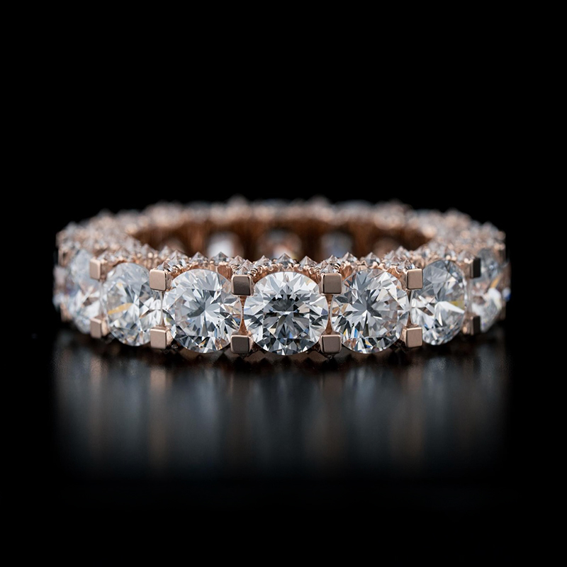 Ice Out Side Inverted Inlaid Round Cut Ring Silver With Street Luxury Shine - Image 3