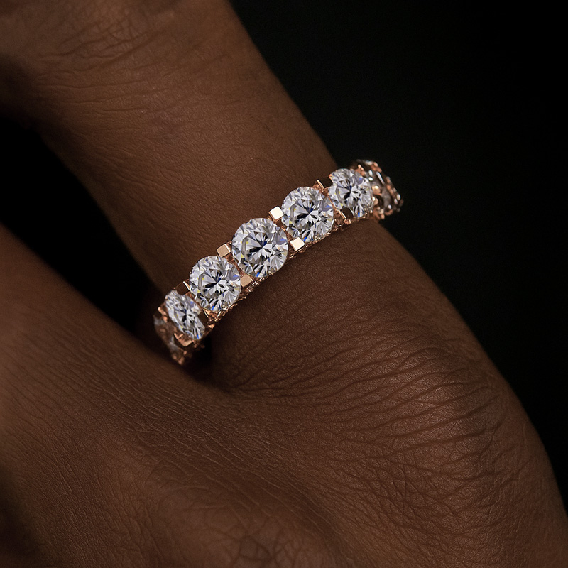 Ice Out Side Inverted Inlaid Round Cut Ring Silver With Street Luxury Shine - Image 4