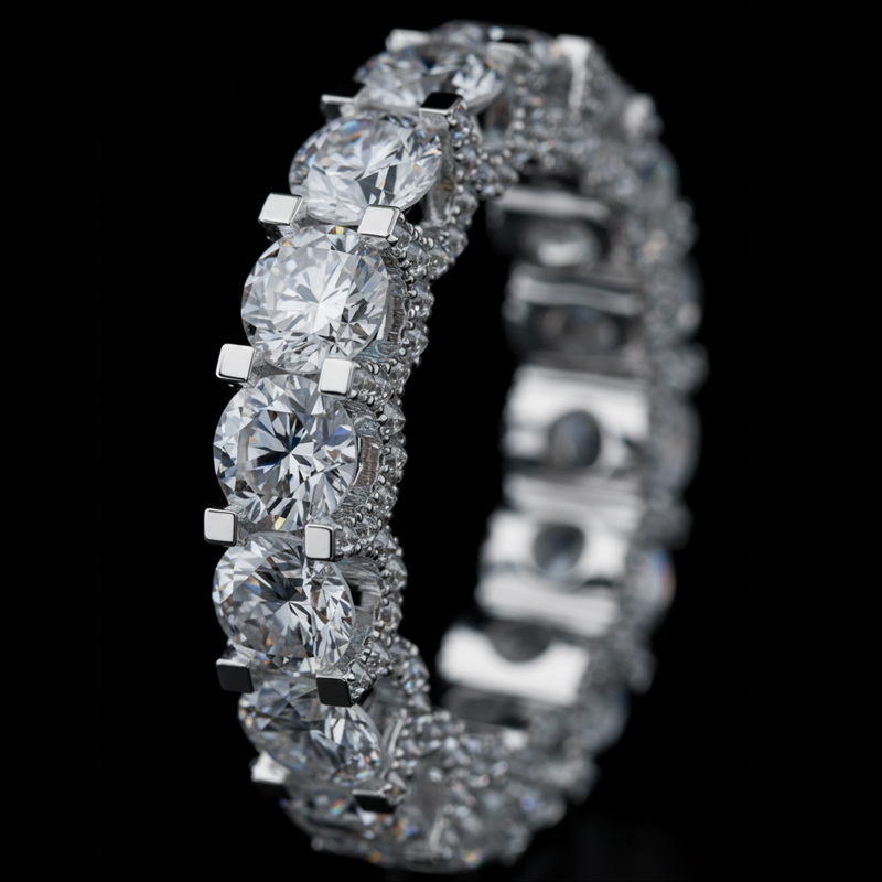 Ice Out Side Inverted Inlaid Round Cut Ring Silver With Street Luxury Shine - Image 5