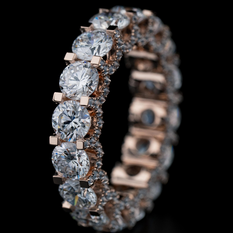 Ice Out Side Inverted Inlaid Round Cut Ring Silver With Street Luxury Shine - Image 7