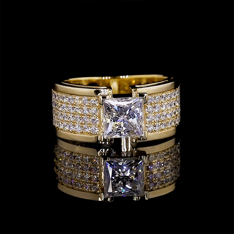 Princess Cut Pave Men's Engagement Ring Moissanite With Street Luxury Shine - Image 3