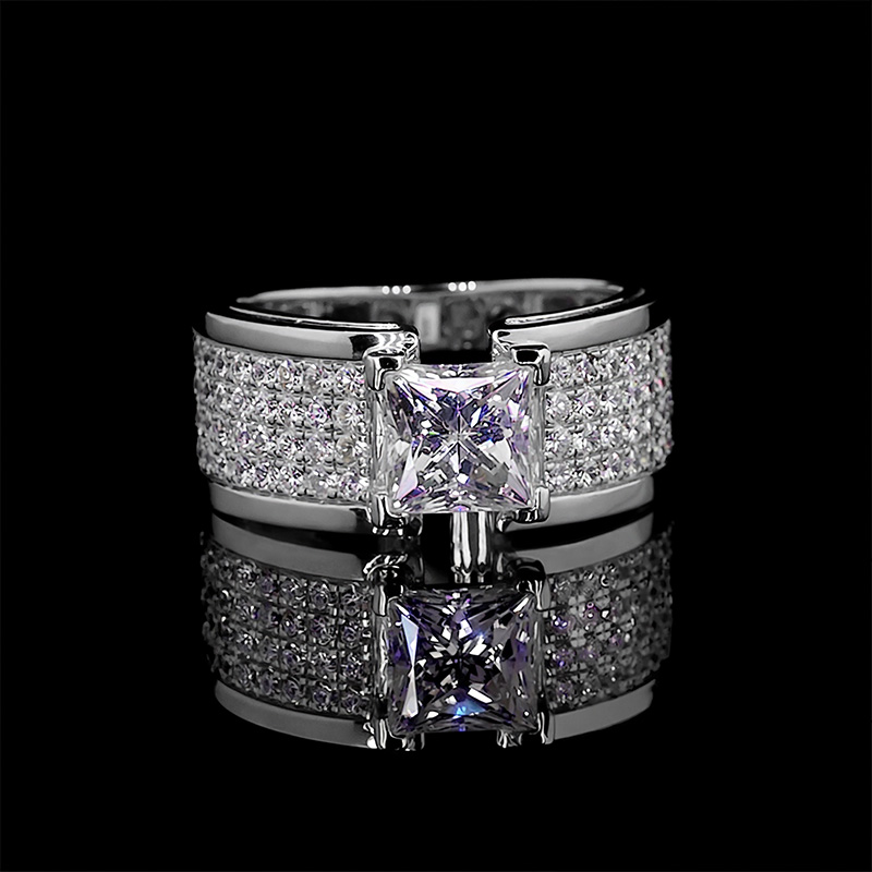 Princess Cut Pave Men's Engagement Ring Moissanite With Street Luxury Shine - Image 6