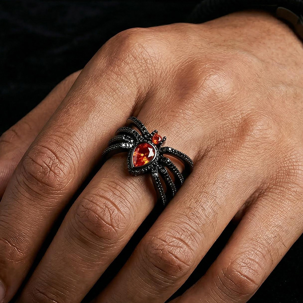 Iced Out Out Black Spider Open Ring Silver With Street Luxury Shine - Image 3
