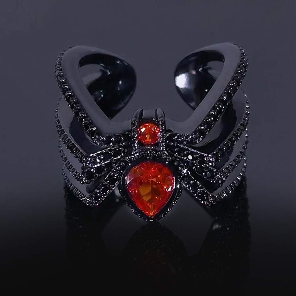 Iced Out Out Black Spider Open Ring Silver With Street Luxury Shine - Image 6
