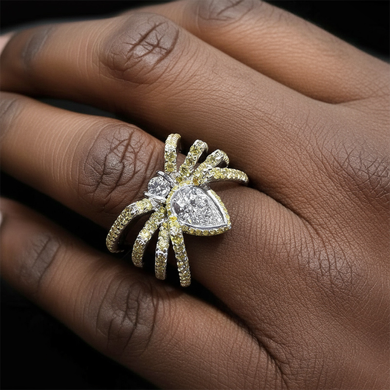 Iced Out Out Spider Open Ring In White Gold With Street Luxury Shine - Image 3