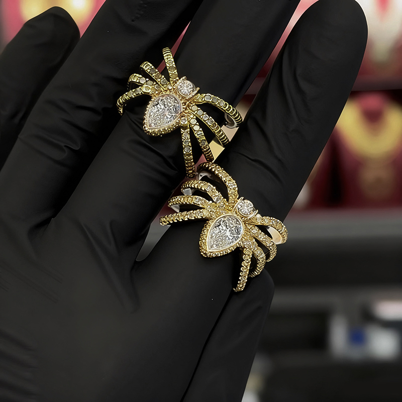 Iced Out Out Spider Open Ring In White Gold With Street Luxury Shine