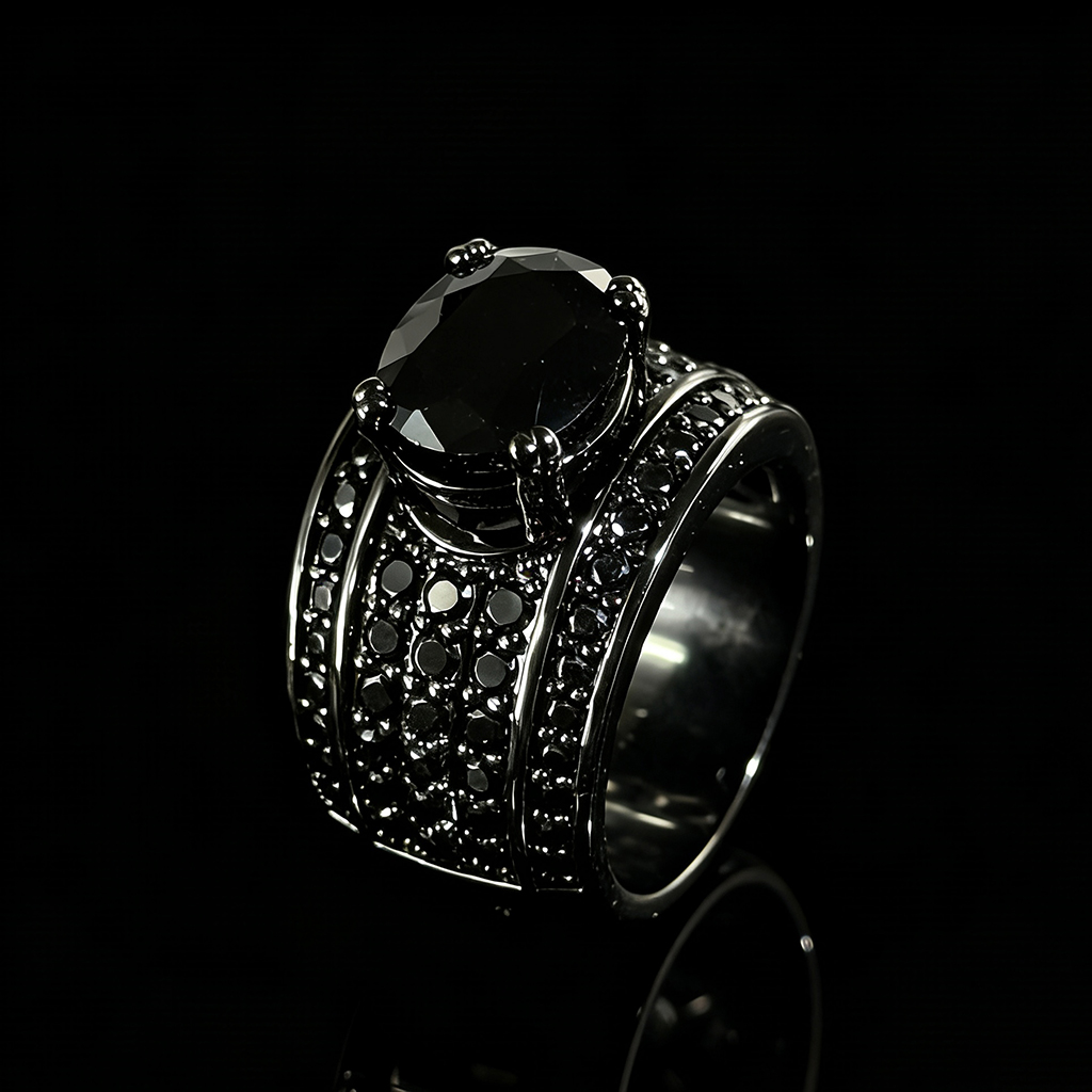 Iced Out Ring In Black Gold Plating Gold Shine With Street Luxury - Image 6