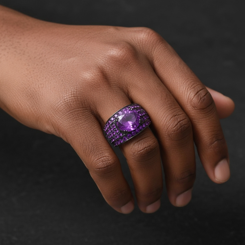 Iced Out Ring In Black Gold Plating Gold Shine With Street Luxury - Image 8