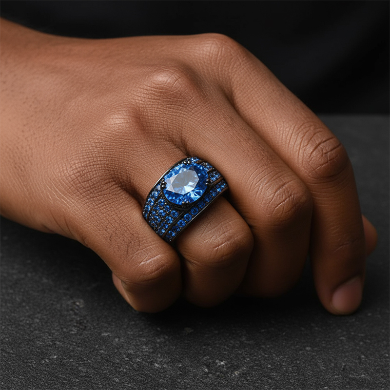Iced Out Ring In Black Gold Plating Gold Shine With Street Luxury - Image 9
