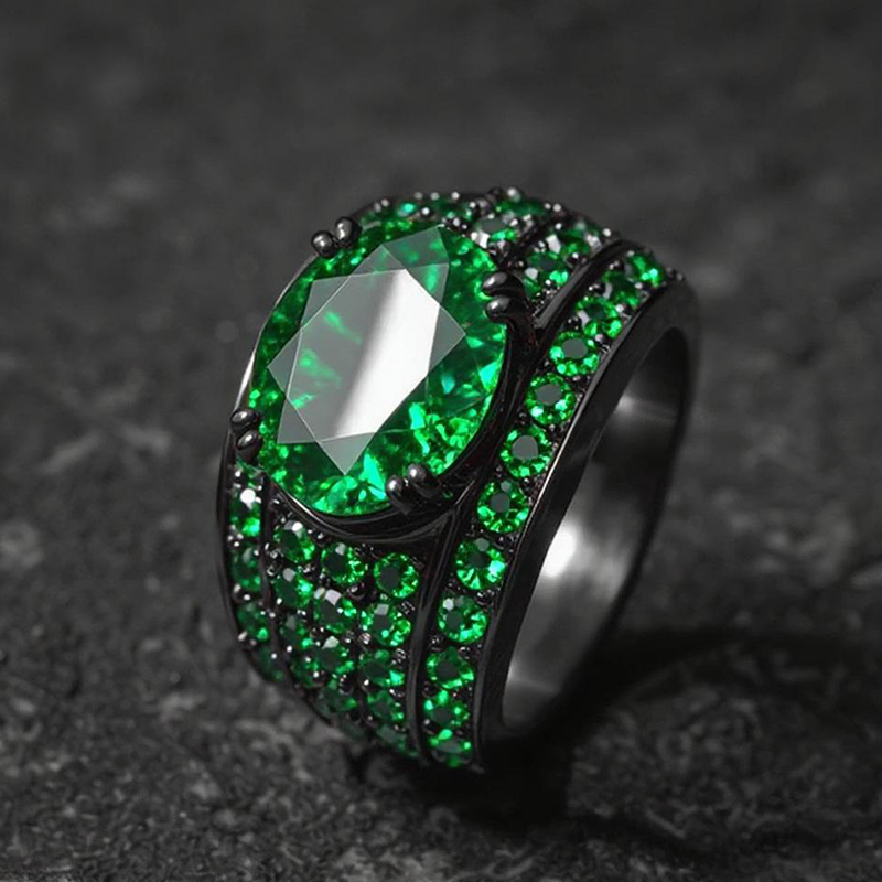Iced Out Ring In Black Gold Plating Gold Shine With Street Luxury