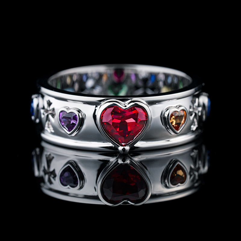Iced Out Out Colorful Heart Cut Ring Silver With Street Luxury Shine - Image 3